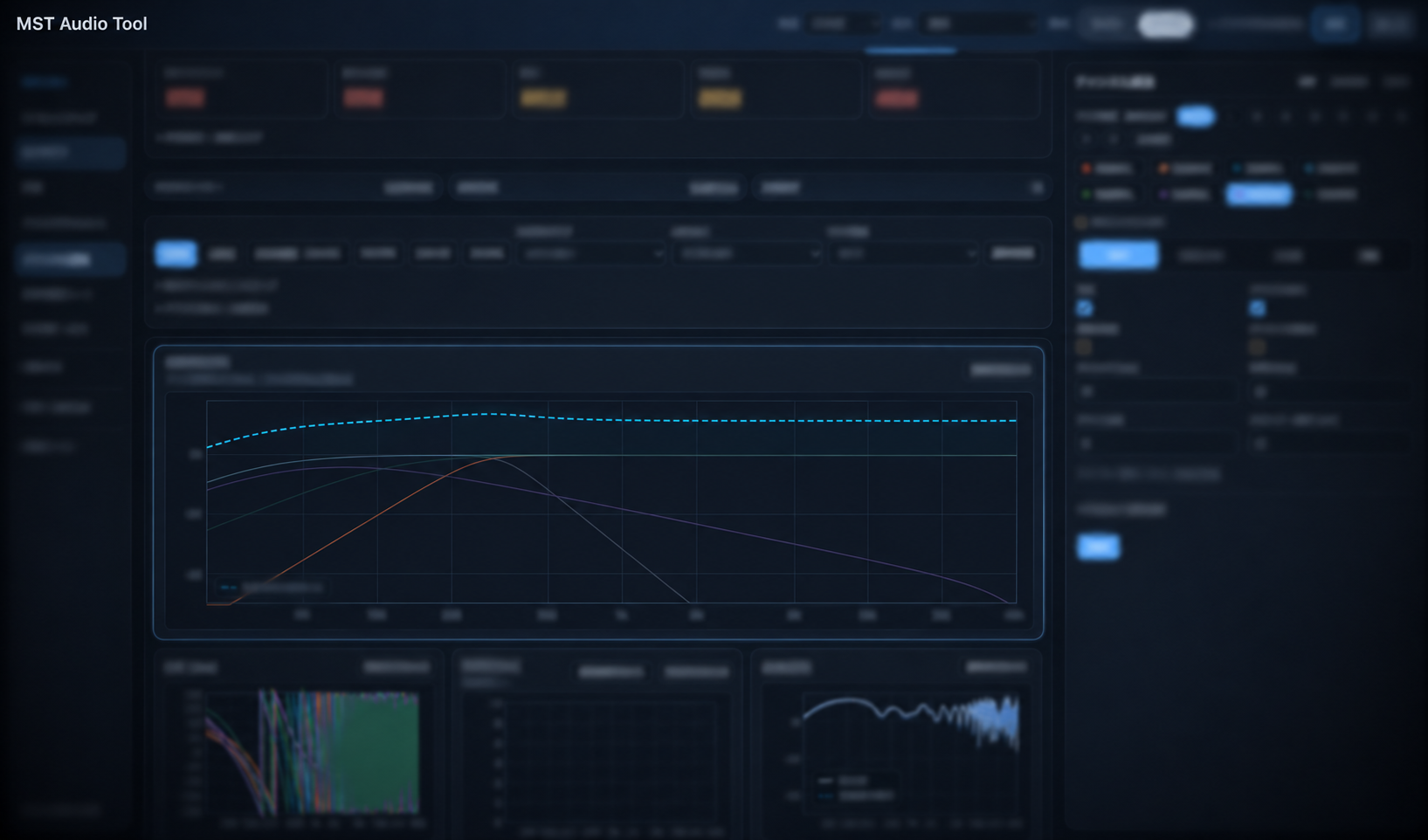 中央のグラフに淡い色を残し周囲の詳細をぼかしたMST Audio Toolの紹介イメージ