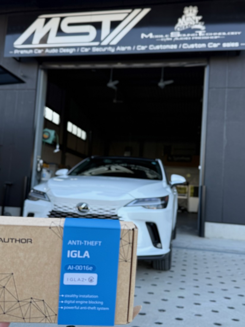 レクサスRXの外観を背景に写したIGLA2+の製品箱